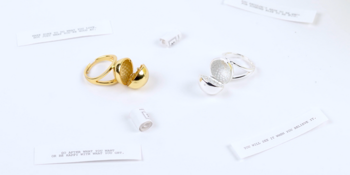 Shown here: modern day interpretations of poison jewelry by Fortune & Frame.
